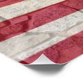  Patriottische Vlag van de VS op stenen muur Perfect Poster (Hoek)