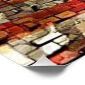  Patriottische Vlag van de VS op stenen muur Perfect Poster (Hoek)