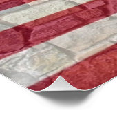  Patriottische Vlag van de VS op stenen muur Perfect Poster (Hoek)