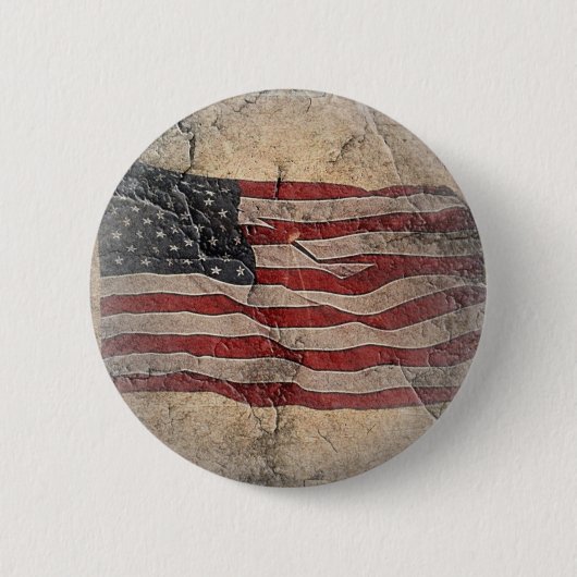 Patriottische Vlag van de VS op stenen muur Ronde Button 5,7 Cm (Voorkant)
