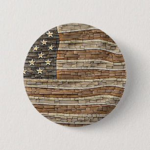  Patriottische Vlag van de VS op stenen muur Ronde Button 5,7 Cm