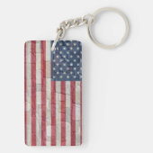 Patriottische Vlag van de VS op stenen muur Sleutelhanger (achterkant)