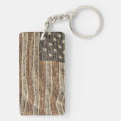  Patriottische Vlag van de VS op stenen muur Sleutelhanger (achterkant)