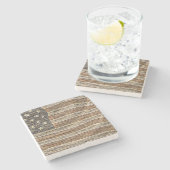  Patriottische Vlag van de VS op stenen muur Stenen Onderzetter (Zijkant)