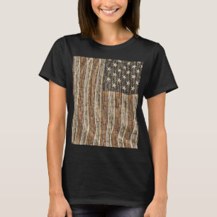 Patriottische Vlag van de VS op stenen muur T-shirt