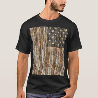 Patriottische Vlag van de VS op stenen muur T-shirt