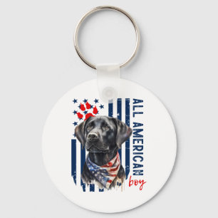 Patriottische Vlag van de VS Zwarte Labrador All A Sleutelhanger