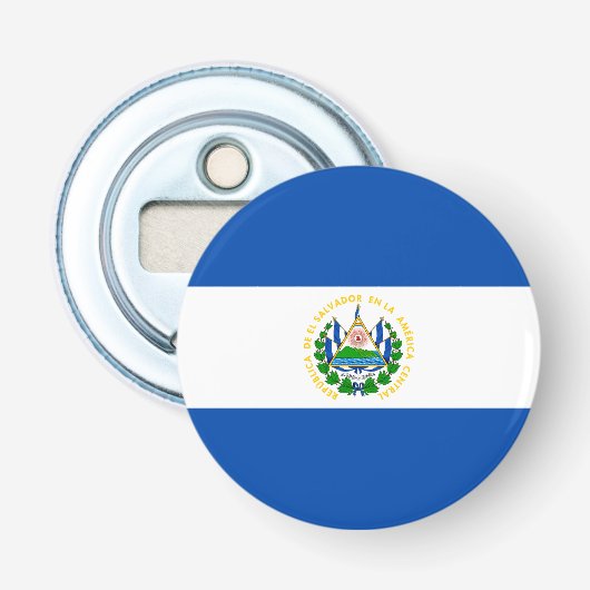 Patriottische vlag van El Salvador Button Flesopener (Voorkant)