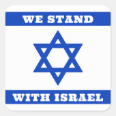 Patriottische vlag van Israël, wij staan achter Is Vierkante Sticker (Voorkant)