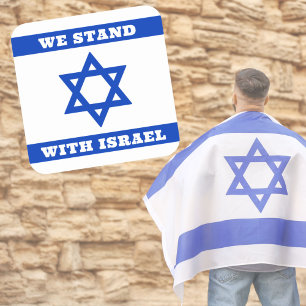 Patriottische vlag van Israël, wij staan achter Is Vierkante Sticker