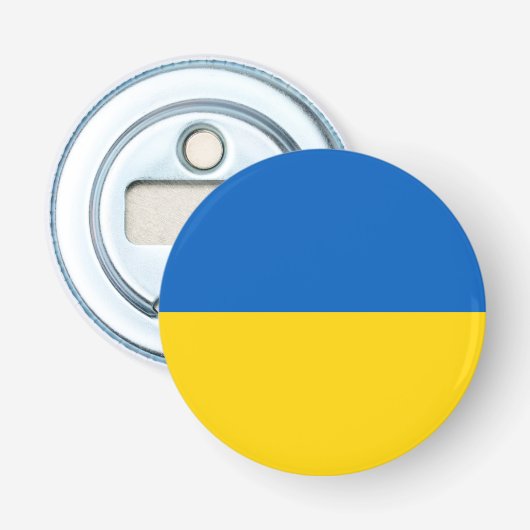 Patriottische vlag van Oekraïne Button Flesopener (Voorkant)