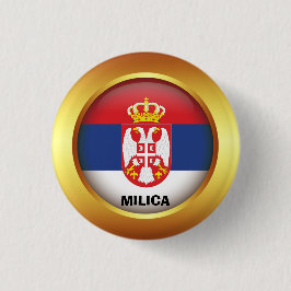 Patriottische vlag van Servië Ronde Button 3,2 Cm