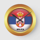 Patriottische vlag van Servië Ronde Klok (Voorkant)