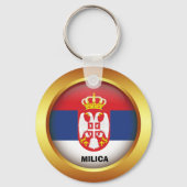 Patriottische vlag van Servië Sleutelhanger (Voorkant)