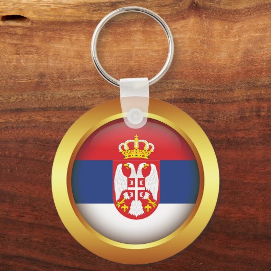 Patriottische vlag van Servië Sleutelhanger (Achterkant)