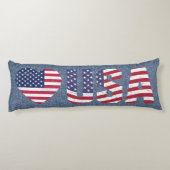 Patriottische vlag Vlaggenliefde Blauw Jean Denim  Lichaamskussen (Achterkant)