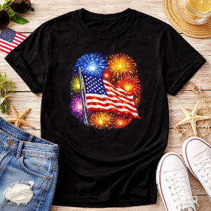 Patriottische Vlag Vuurwerk T-shirt