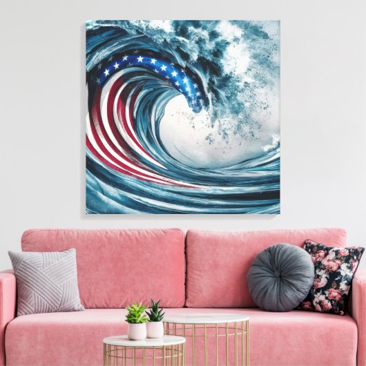 patriottische vlaggolf canvas afdruk (Insitu (Woonkamer))