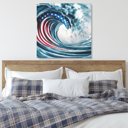 patriottische vlaggolf canvas afdruk (Insitu (Slaapkamer))