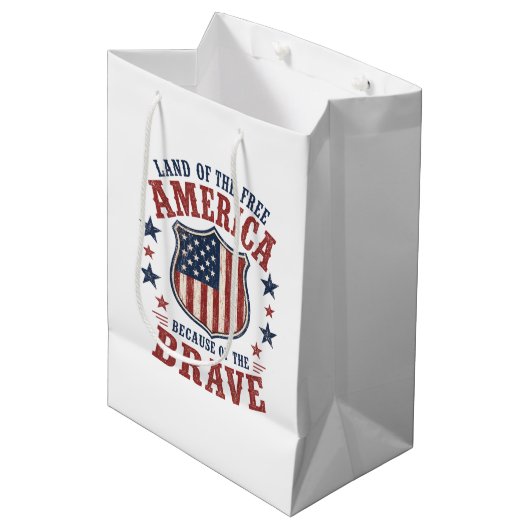 Patriottische vlagspeld 4 juli medium cadeauzakje (Voorkant Gekanteld)