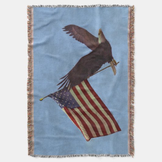 Patriottische vliegende Bald Eagle & US Flag Deken (Voorkant Verticaal)