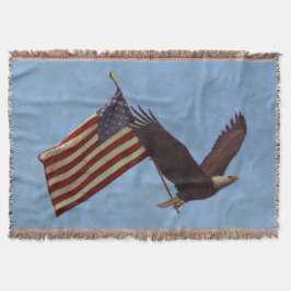 Patriottische vliegende Bald Eagle & US Flag Deken