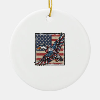 Patriottische vliegende eend vintage graveer shirt keramisch ornament