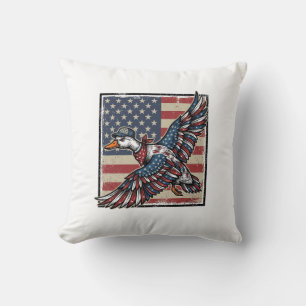 Patriottische vliegende eend vintage graveer shirt kussen