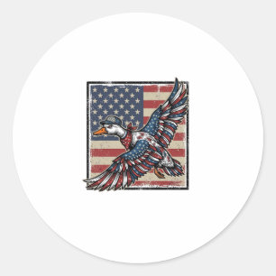 Patriottische vliegende eend vintage graveer shirt ronde sticker