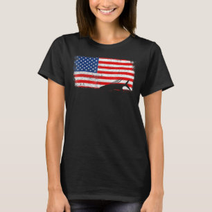 Patriottische Vliegende Vis Amerikaanse Vlag Vinta T-shirt