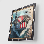 Patriottische Vliegtuig Carrier Jets Vierkante Klok (Hoek)