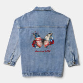 Patriottische Vlinder Amerikaanse Babe Denim Jasje Denim Jacket (Achterkant)
