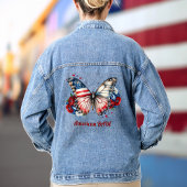 Patriottische Vlinder Amerikaanse Babe Denim Jasje Jacket