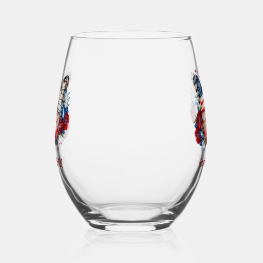 Patriottische Vlinder Amerikaanse Babe Naam Wijnglas Zonder Voet (Links)