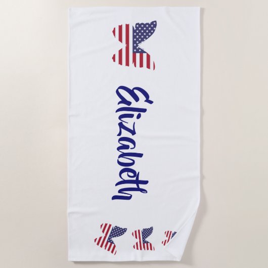 Patriottische vlinder Amerikaanse vlag Amerikaanse Strandlaken (Voorkant)