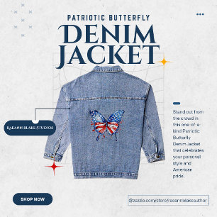 Patriottische Vlinder Denim Jas Jacket