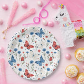 Patriottische vlinder en bloemenpatroon papieren bordje (Feest)