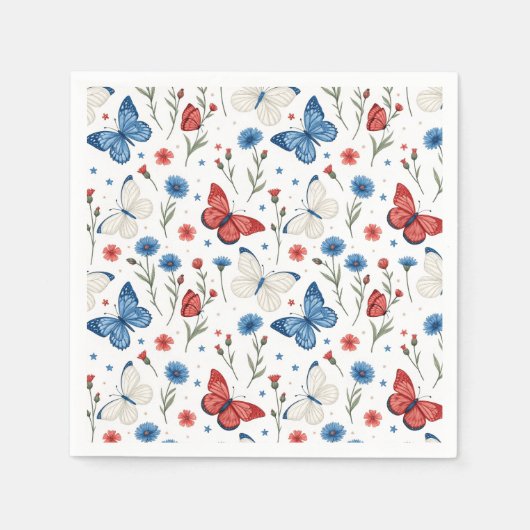 Patriottische vlinder en bloemenpatroon servet (Voorkant)