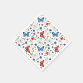 Patriottische vlinder en bloemenpatroon servet (Hoek)