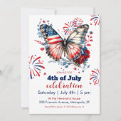Patriottische vlinder en vuurwerk op 4 juli kaart (Voorkant)