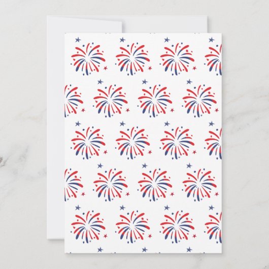 Patriottische vlinder en vuurwerk op 4 juli kaart (Achterkant)