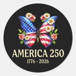 Patriottische vlinder usa 250e verjaardag 1776-202 ronde sticker