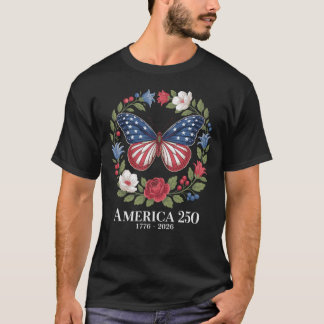 Patriottische Vlinder USA Bloemstuk 4 juli T-shirt