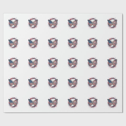 Patriottische Vlinder Vintage Gravure Vector Ontwe Cadeaupapier (Vlak)