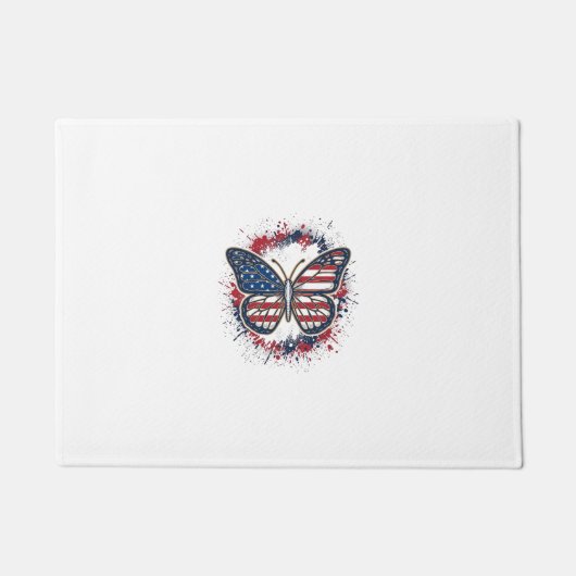 Patriottische Vlinder Vintage Gravure Vector Ontwe Deurmat (Voorkant)