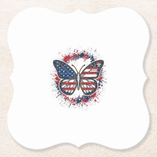 Patriottische Vlinder Vintage Gravure Vector Ontwe Kartonnen Onderzetters