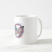 Patriottische Vlinder Vintage Gravure Vector Ontwe Koffiemok (Voorkant rechts)