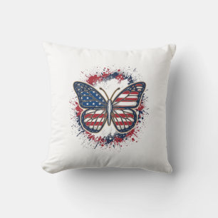 Patriottische Vlinder Vintage Gravure Vector Ontwe Kussen
