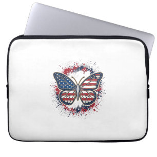 Patriottische Vlinder Vintage Gravure Vector Ontwe Laptop Sleeve