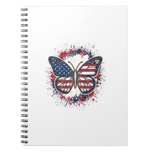 Patriottische Vlinder Vintage Gravure Vector Ontwe Notitieboek (Voorkant)
